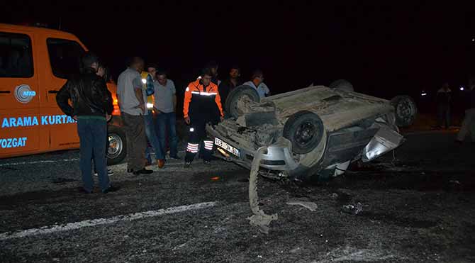 Yozgat’ta Otomobil Devrildi